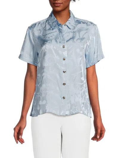 Karl Lagerfeld Women's Jacquard Motif Short-sleeve Blouse