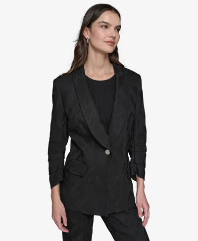 Karl Lagerfeld Women's Jacquard Shawl-collar Blazer In Black