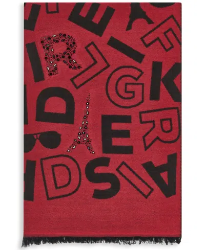 Karl Lagerfeld Women's Jumble Block Letter Blanket Scarf In Red