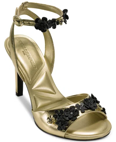 Karl Lagerfeld Women's Kallie Peep Toe Sandals In Gold