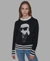 Karl Lagerfeld Women's Karl Emoji Crewneck Sweater In Black