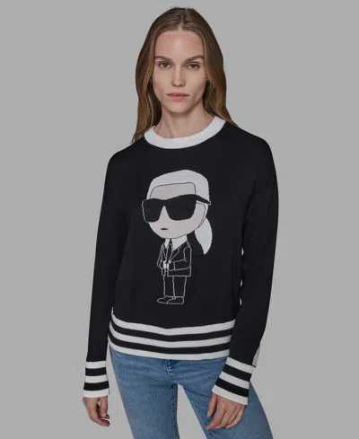 Karl Lagerfeld Women's Karl Emoji Crewneck Sweater In Black