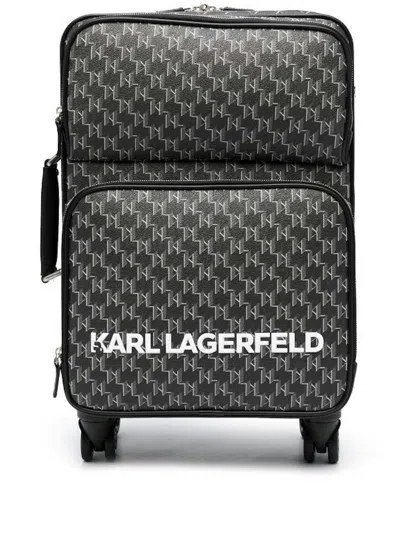 Karl Lagerfeld All-over Logo-print Trolley In Black