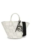 Karl Lagerfeld Ikonik Perforated Leather Tote Bag In White
