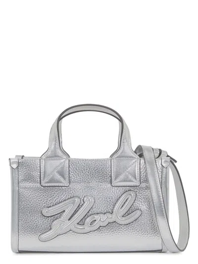 Karl Lagerfeld K/skuare Grainy Tote Bag In Silver