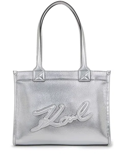 Karl Lagerfeld K/skuare Grainy Tote Bag In Silver