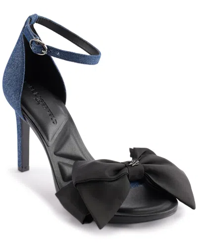 Karl Lagerfeld Women's Kenz Bow Ankle Strap Dress Sandals In Navy