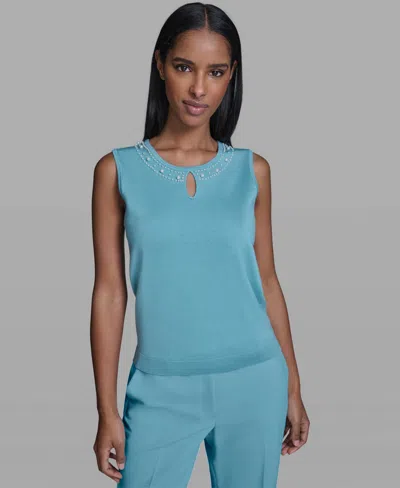 Karl Lagerfeld Women's Keyhole Sweater In Blue
