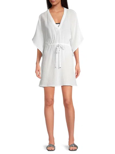 Karl Lagerfeld Women's Kimono Sleeve Gauze Cover Up Dress In White