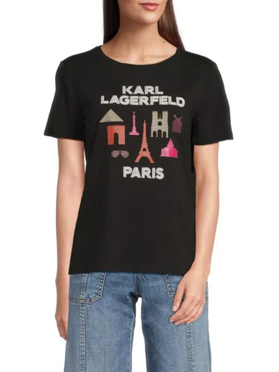 Karl Lagerfeld Women's Klp Graphic Cotton T-shirt In Black