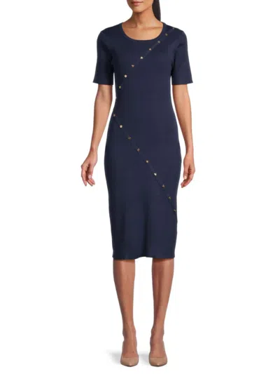 KARL LAGERFELD WOMEN'S KNIT BUTTON-DETAIL MIDI-DRESS