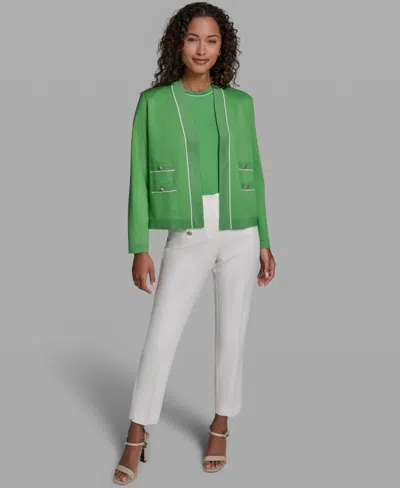Karl Lagerfeld Women's Knit Cropped Jacket In Green