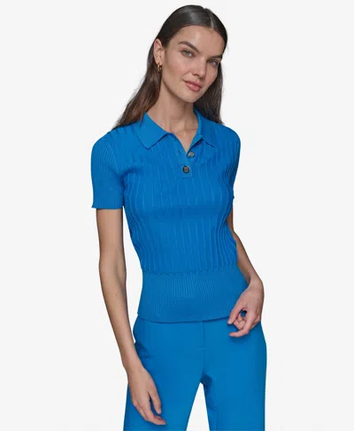 Karl Lagerfeld Women's Knit Polo In French Blue