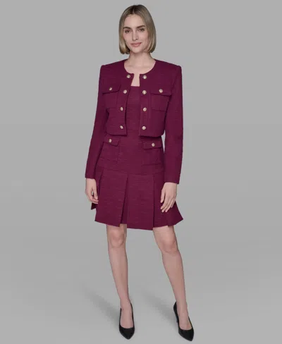 Karl Lagerfeld Women's Knit Tweed Dress In Burgundy
