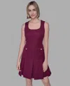 Karl Lagerfeld Textured Tweed Square Neck Mini Dress In Burgundy