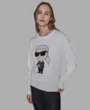 Karl Lagerfeld Women's Kool Karl Crewneck Sweater In White
