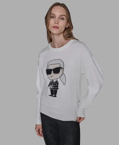 Karl Lagerfeld Women's Kool Karl Crewneck Sweater In White
