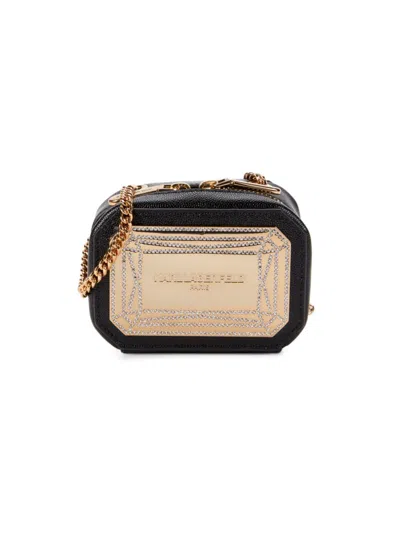 Karl Lagerfeld Women's Kosette Leather Mini Crossbody Bag In Black Gold