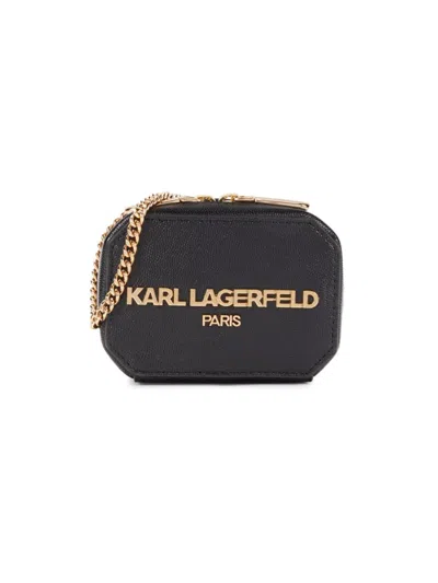 Karl Lagerfeld Women's Kosette Logo Leather Crossbody In Black