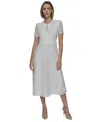 Karl Lagerfeld Women's Lace Keyhole Midi Dress In Soft White