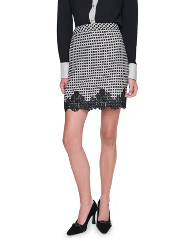 Karl Lagerfeld Women's Lace Trim Mini Skirt In Black