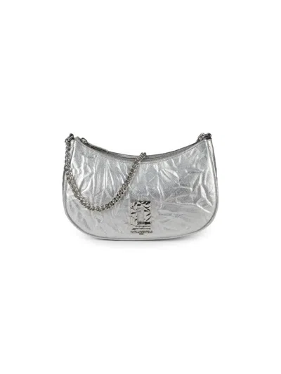 Karl Lagerfeld Women's Lafayette Crinkle Leather Shoulder Bag In Silver