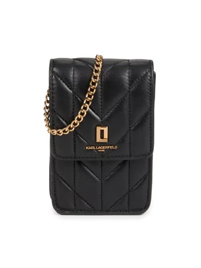 Karl Lagerfeld Women's Lafayette Leather Metal Crossbody Bag In Black Gold