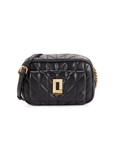 Karl Lagerfeld Women's Lafayette Leather Quilted Shoulder Bag In Black