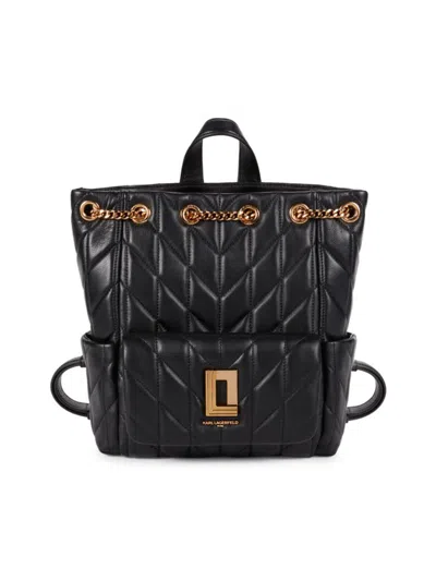 Karl Lagerfeld Women's Lafayette Logo Leather Backpack In Black