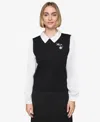 Karl Lagerfeld Women's Layered-look Charm Logo Sweater Top In Blk,wht