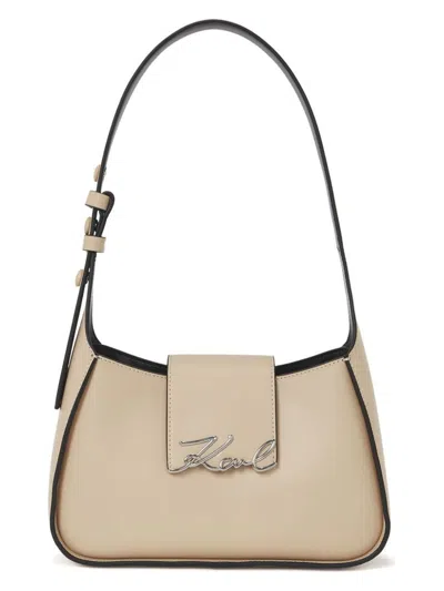 Karl Lagerfeld Women's Leather Handbag In 1kx Trench Beig