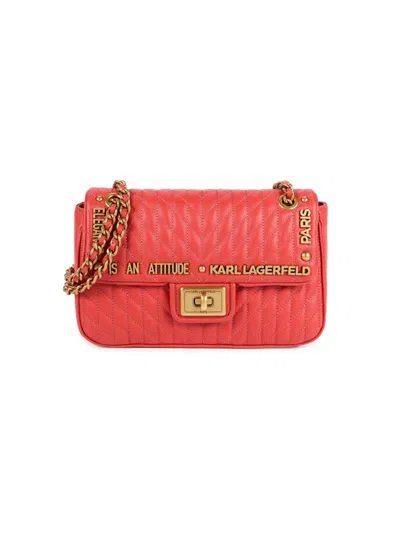 Karl Lagerfeld Women's Leather Logo Crossbody Bag In Burnt Orange