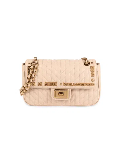 Karl Lagerfeld Women's Leather Logo Crossbody Bag In Shell