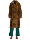 Karl Lagerfeld Women's Leopard Faux Fur Wrap Coat In Animal Print