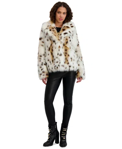 Karl Lagerfeld Women's Leopard-print Faux-fur Coat In White