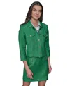 Karl Lagerfeld Petite Linen-blend Jacket In Flore Green