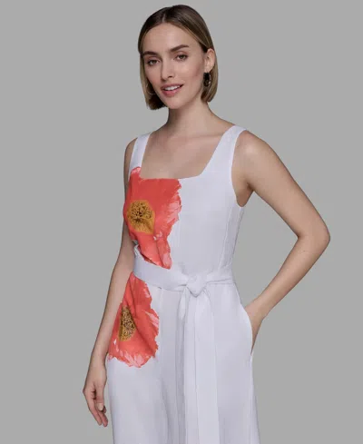 Karl Lagerfeld Women's Linen-blend Floral-print Jumpsuit