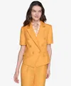 Karl Lagerfeld Women's Linen-blend Short-sleeve Double-breasted Jacket