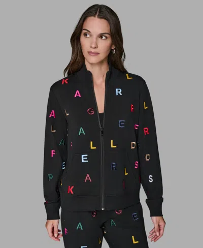 Karl Lagerfeld Women's Logo Detail Long Sleeve Jacket In Black