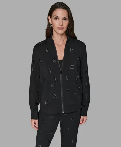 Karl Lagerfeld Women's Logo Detail Long Sleeve Jacket In Black