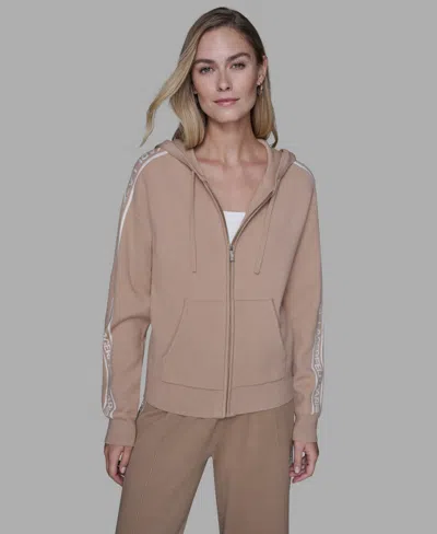 Karl Lagerfeld Women's Logo Detail Long-sleeve Jacket In Brown