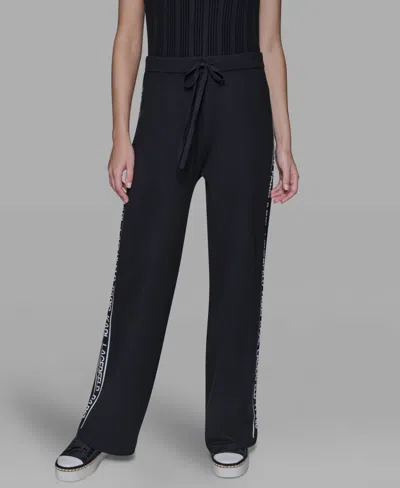 Karl Lagerfeld Women's Logo Detail Pants In Black