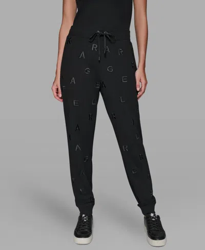 Karl Lagerfeld Women's Logo Detail Pull On Joggers In Black