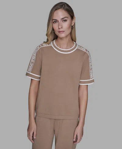 Karl Lagerfeld Women's Logo Detail Sweater In Brown