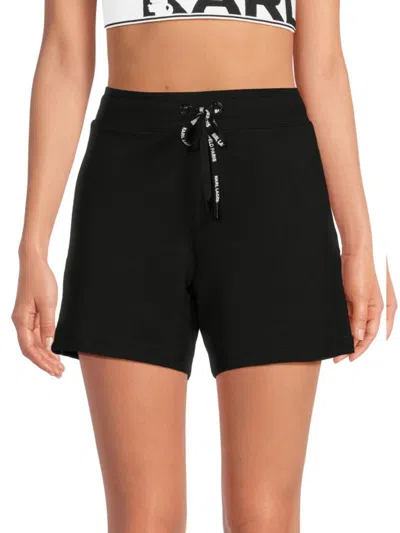 Karl Lagerfeld Women's Logo Drawstring Shorts In Black Gold