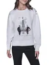 Karl Lagerfeld Women's Logo Eiffel Tower Sweatshirt In White