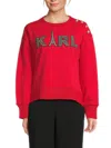 Karl Lagerfeld Women's Logo Embellished Cotton-blend Sweatshirt In Red