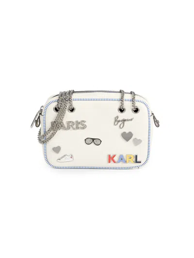 Karl Lagerfeld Women's Logo Embellished Crossbody Bag In White Multi