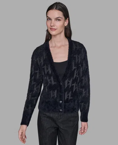 Karl Lagerfeld Women's Logo Embellished V-neck Sweater In Black