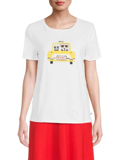 Karl Lagerfeld Women's Logo Graphic T-shirt In White